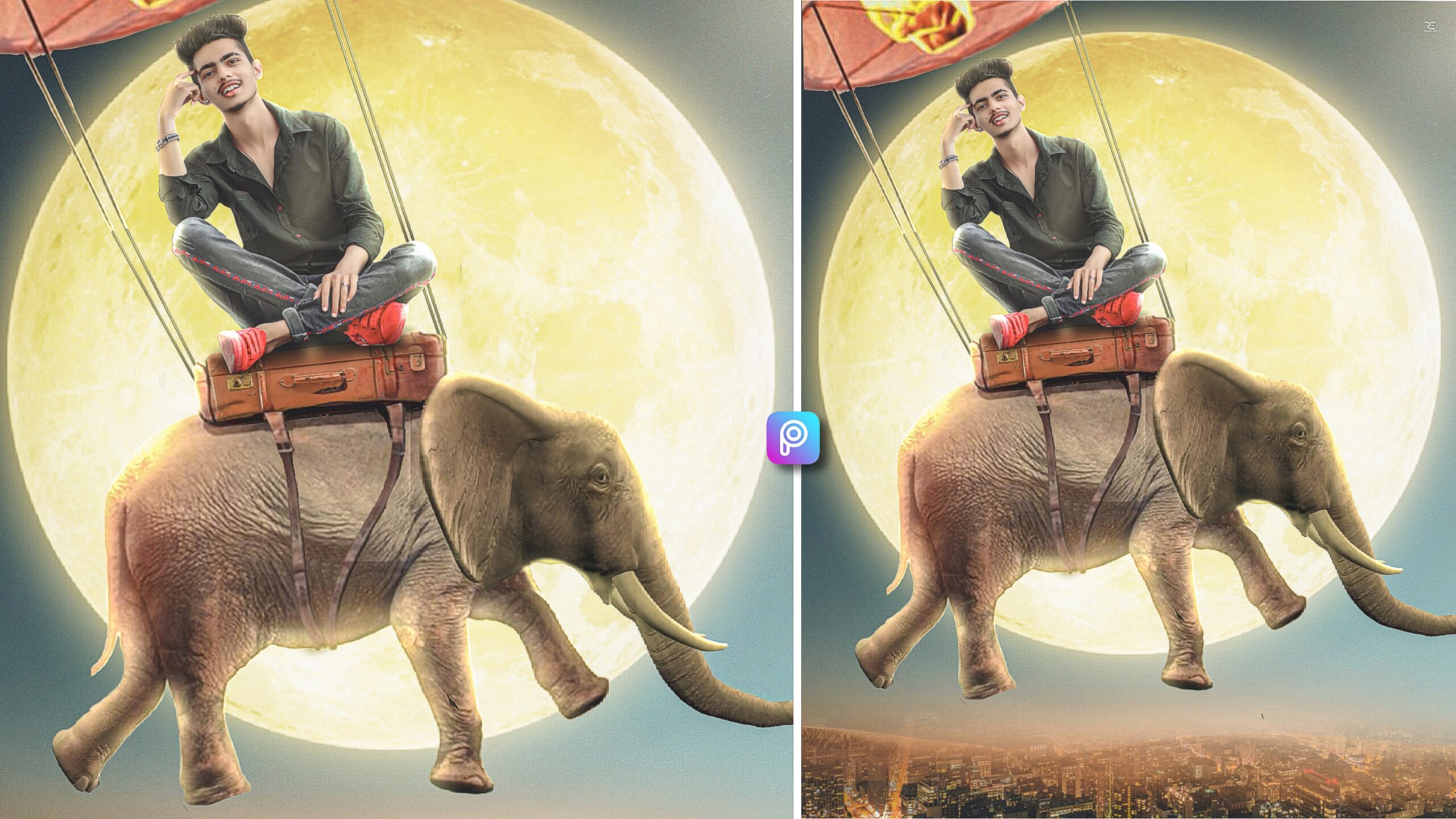 Flying elephant editing