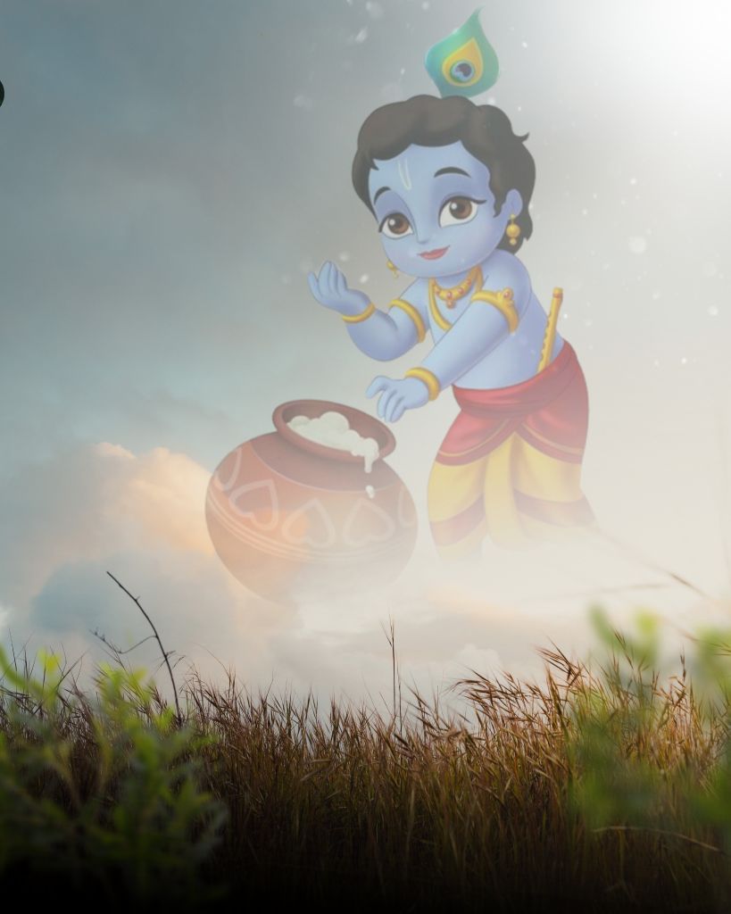 Little krishn janmashtami background - Radhe krishna background -janmastmi editing background