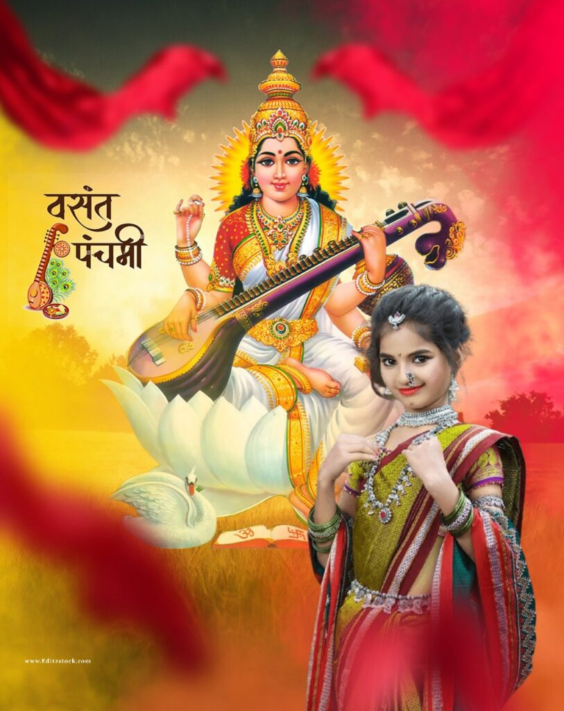 Happy Saraswati puja 2022 Cb background with girl for picsart manipulation editing banner poster