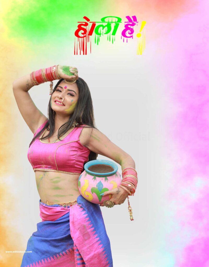 Happy Holi Girl Editing Background Free (1)