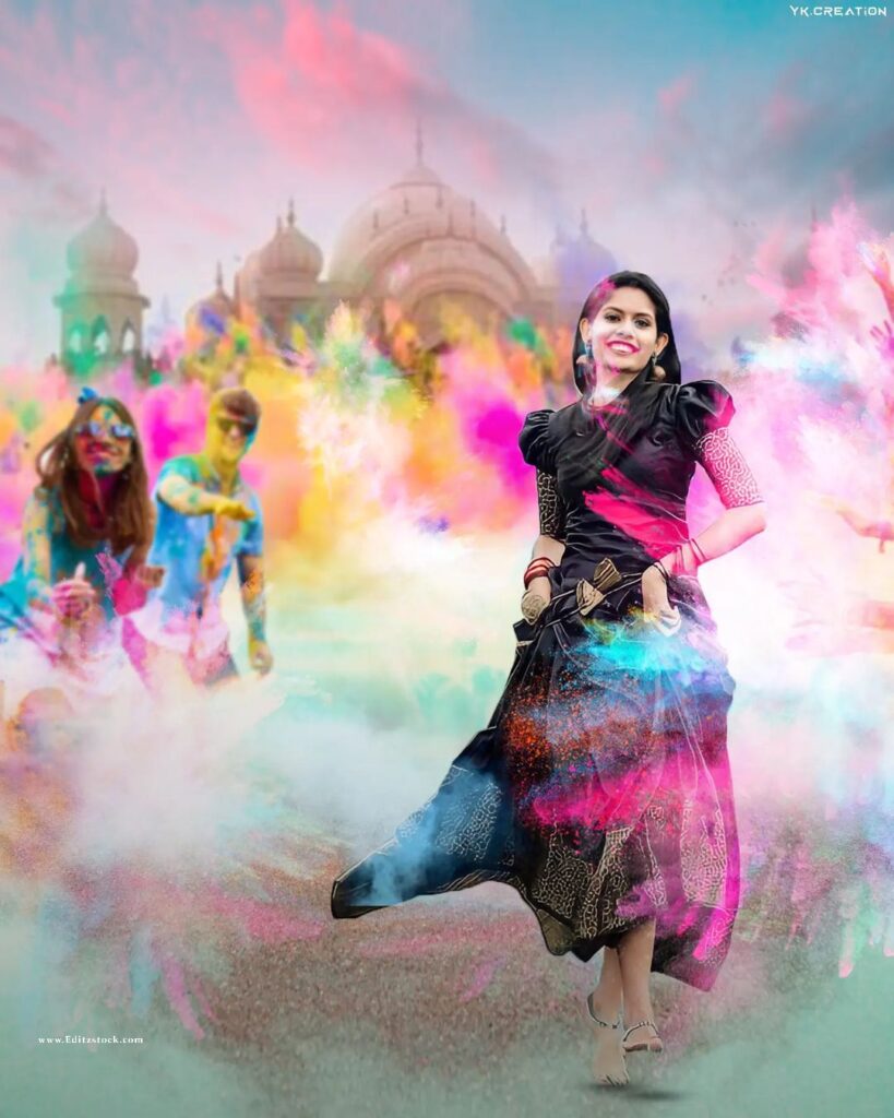 Holi Background For Editing With Girl Download Free (2)