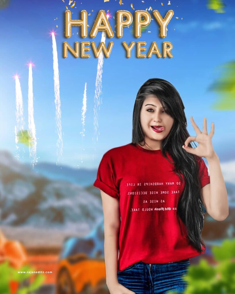 New Year Girl Photo Edit5ing Background