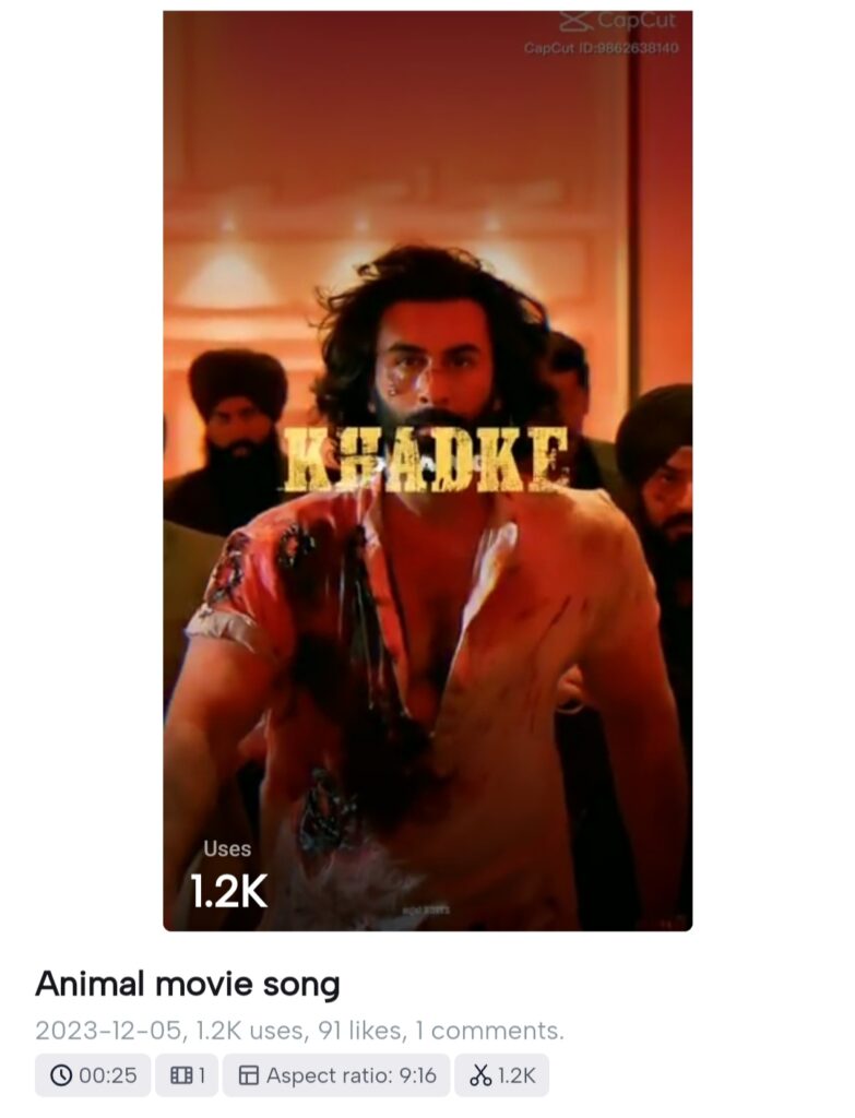 Animal Movie Capcut Template Trend