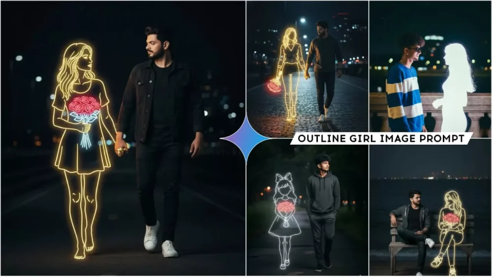 Google Gemini Outline Girl Ai Photo Editing Prompts Free (2)