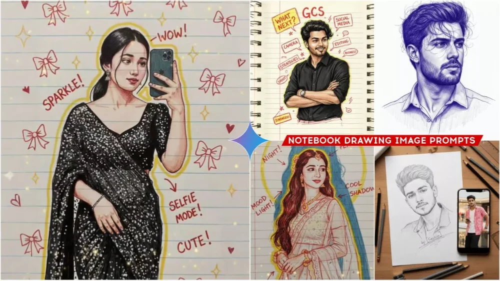 Google Gemini Viral Notebook Drawing Ai Photo Editing Prompts 2025