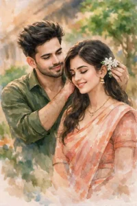 Couples Watercolor Painting Ai Photo Editing Prompts