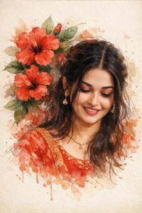 Girls Watercolor Painting Ai Photo Editing Prompts
