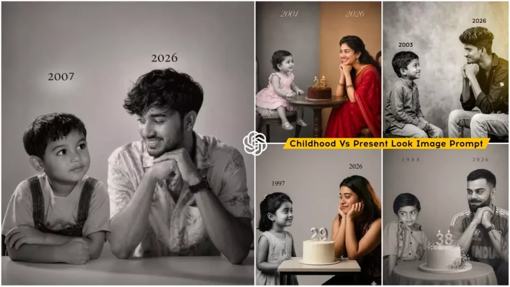 Trending Childhood Vs Present Look Ai Photo Editing Prompts