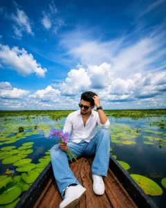 Boys Lake Boat Ai Photo Editing Prompt