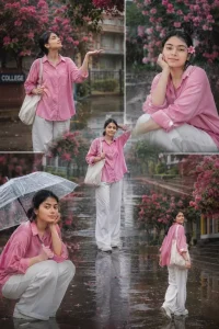 Girls Aesthetic Monsoon Seasion Ai Photo Editing Prompt