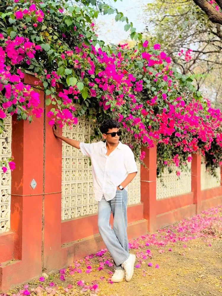 Boys Bougainvillea Flower Ai Photo Editing Prompts