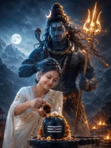 Girl With Mahadev Shivling Ai Photo Editing Prompt